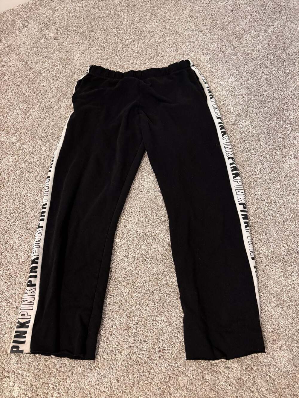 Victoria's Secret PINK Black Side Logo Tape Wide Leg Sweatpants Medium